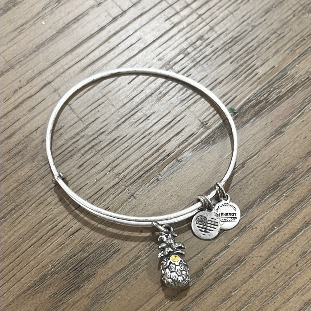 Alex and Ani Silver Pineapple Charm Bangle